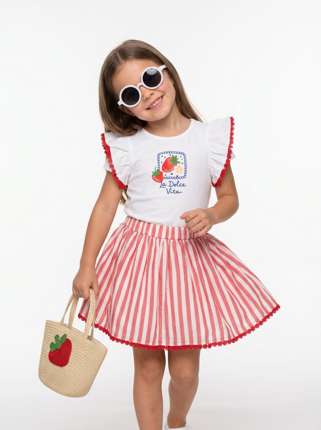 La Dolce Vita Tshirt Etek Takım Hasır Çantalı